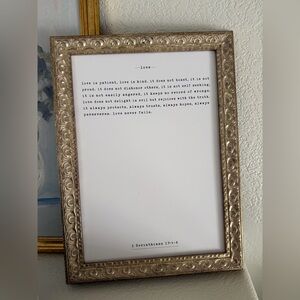 Gold Ornate 'Love' Scripture Wall Art | 1 Corinthians 13:4-8